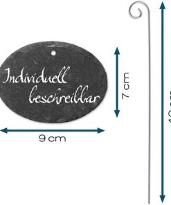 MEZHENG Lot De 10 Plaques De Plantes En Ardoise | Résistant Aux Intempéries Et Réutilisable | Étiquetage Individuel Des Plantes Et Herbes | 9 X 7 X 0,5 Cm [ovale] -Accessoire de culture Soldes Boutique 61309585 3