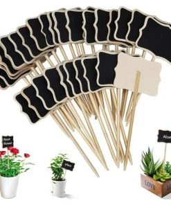 ROSIER Étiquette De Jardin 30 Pieces T-Type Étiquettes Plantes En Boi Imperméable Etiquettes De Plantes En Ardoise Pour Jardin Graines Arbres Herbes Fleurs,VEBTles