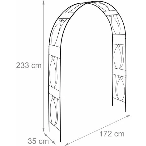 Relaxdays Arche à Rosiers En Métal, Portail De Jardin, HxLxP : 233 X 172 X 35 Cm, Rétro, Tuteur Plantes Grimpantes, Noir 7 Relaxdays Arche à Rosiers En Métal, Portail De Jardin, HxLxP : 233 X 172 X 35 Cm, Rétro, Tuteur Plantes Grimpantes, Noir – Image 5
