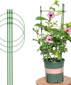 TANCYCO Anneau De Support De Plante Réglable Treillis Portable Plante Outil D'Escalade Fixe Support De Piquet De Plante Cages De Support De Plante Cadre D'Escalade De Plante Avec 3 Anneaux