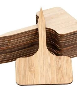 OSQI Lot De 24 étiquettes De Plantes En Bambou Respectueuses De L'environnement En Forme De T Pour Plantes, Graines, Fleurs, Légumes (10 X 6 Cm)