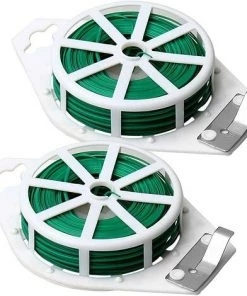 OSQI 2 Pcs Fil D'attache De Jardin, 328 Pieds/100m Fil De Support De Plantes Robuste Fil De Vigne De Jardin Réutilisable Avec Revêtement Vert Pour Jardinage, Plantes Grimpantes, Vignes, Tiges Et Câble Organiser