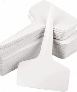 KAEJYIUT 100 Pieces Blanc Marqueurs En Plastique De Plantes Type T, Balises Durables De Marqueurs De Jardin Imperméables étiquettes De Semis
