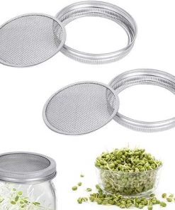 2 Germination Couvercles Pour Pot Mason Tamis Germination En Acier Inoxydable Pour éviter Rouille, Très Approprié Pour Culture De Germes De Soja à La Maison Adélala