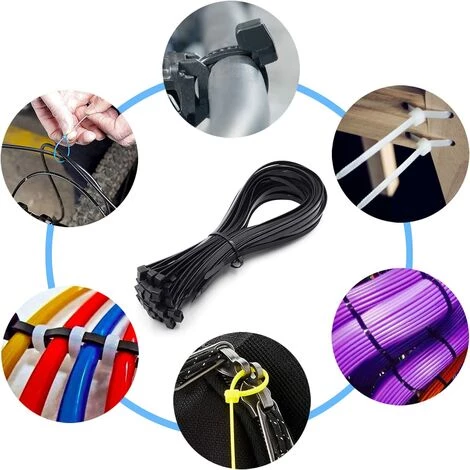 EINEMGELD 800 Pièces Attaches De Câble Robustes, GRUOIZ Attache Câble Collier De Serrage 3.6mm Zip Ties (100/150/200/250/300mm) Serre Câbles Rilsan Noir Nylon, Colliers Rilsan Serre-Cable Plastique 4 EINEMGELD 800 Pièces Attaches De Câble Robustes, GRUOIZ Attache Câble Collier De Serrage 3.6mm Zip Ties (100/150/200/250/300mm) Serre Câbles Rilsan Noir Nylon, Colliers Rilsan Serre-Cable Plastique – Image 2