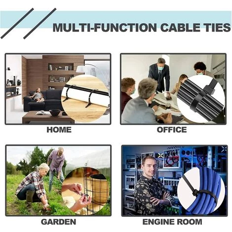 EINEMGELD 800 Pièces Attaches De Câble Robustes, GRUOIZ Attache Câble Collier De Serrage 3.6mm Zip Ties (100/150/200/250/300mm) Serre Câbles Rilsan Noir Nylon, Colliers Rilsan Serre-Cable Plastique 5 EINEMGELD 800 Pièces Attaches De Câble Robustes, GRUOIZ Attache Câble Collier De Serrage 3.6mm Zip Ties (100/150/200/250/300mm) Serre Câbles Rilsan Noir Nylon, Colliers Rilsan Serre-Cable Plastique – Image 3