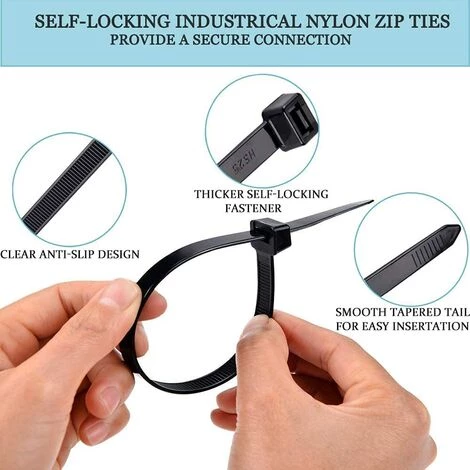 EINEMGELD 800 Pièces Attaches De Câble Robustes, GRUOIZ Attache Câble Collier De Serrage 3.6mm Zip Ties (100/150/200/250/300mm) Serre Câbles Rilsan Noir Nylon, Colliers Rilsan Serre-Cable Plastique 6 EINEMGELD 800 Pièces Attaches De Câble Robustes, GRUOIZ Attache Câble Collier De Serrage 3.6mm Zip Ties (100/150/200/250/300mm) Serre Câbles Rilsan Noir Nylon, Colliers Rilsan Serre-Cable Plastique – Image 4