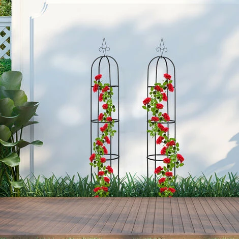 Relaxdays Tuteur à Tomates En Lot De 2, Support Pour Plantes Grimpantes, Acier, Non Fixe, 200 Cm De Haut, Noir 5 Relaxdays Tuteur à Tomates En Lot De 2, Support Pour Plantes Grimpantes, Acier, Non Fixe, 200 Cm De Haut, Noir – Image 3