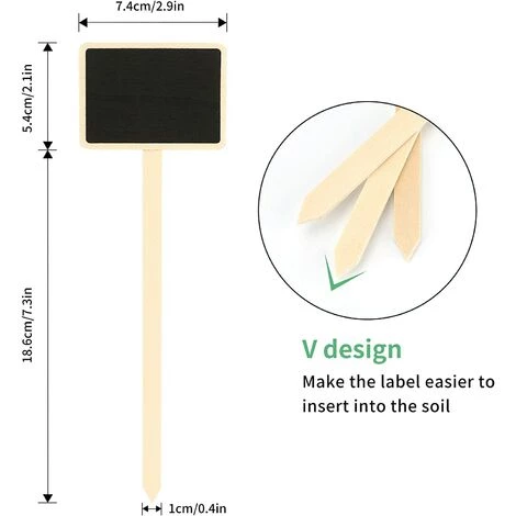 OSQI 10 Pieces 18.6CM Etiquette Bois Plante Jardin Potager Extérieur étiquette De Tableau Noir Marqueur De Plante 4 OSQI 10 Pieces 18.6CM Etiquette Bois Plante Jardin Potager Extérieur étiquette De Tableau Noir Marqueur De Plante – Image 2